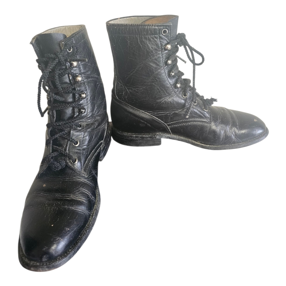 Hand Made In Mexico Cowtown Granny Boots 70s Vintage 7.5 D Men/8.5 Women